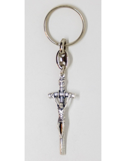 Papal crucifix keychain