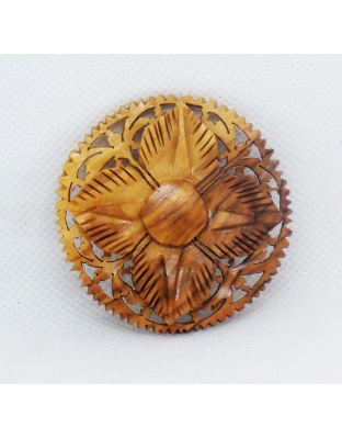 Wooden flower brooch