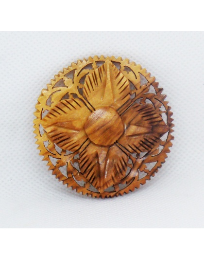 Wooden flower brooch