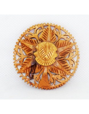 Wooden Sun flower brooch