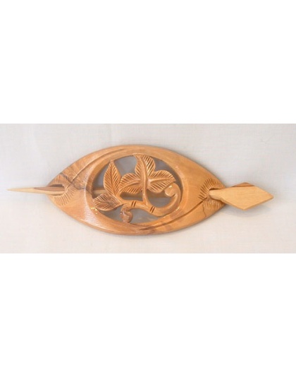 Leaf design wooden hair buckle