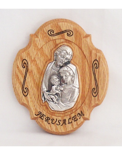 Wooden Holy Family plaque