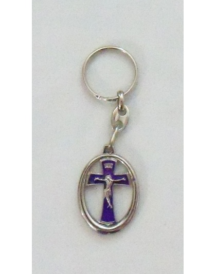 Cross keychain with enamel colors